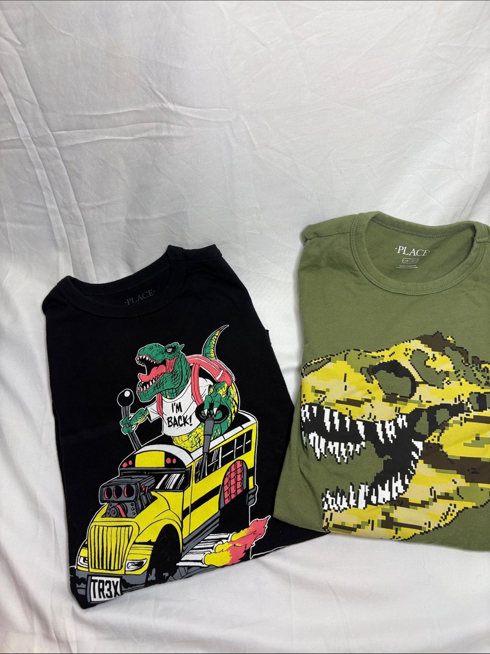 The Children's Place Black Dino Bus Graphic Tee with Yellow Accents